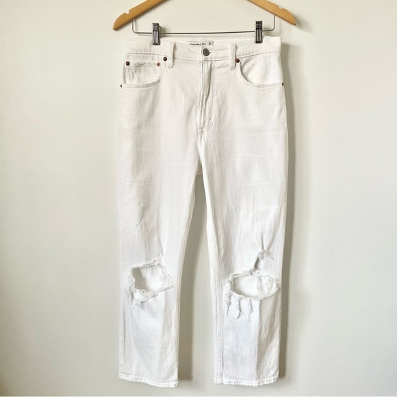 Abercrombie & Fitch Ankle Straight Ultra High Rise White Jeans, Sz 28/6 - Picture 7 of 13